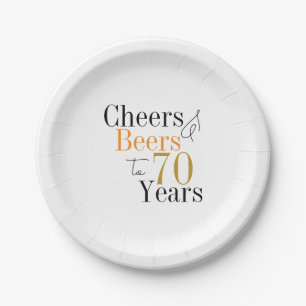 70th Birthday Cheers and Beers Party Paper Plate