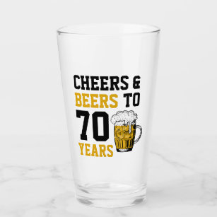 70th Birthday Cheers & Beers to 70 Years Funny Glass