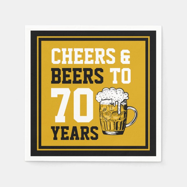70th Birthday Cheers & Beers to 70 Years Funny  Napkin (Front)