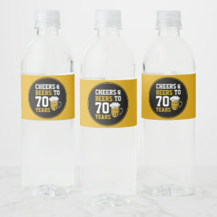 70th Birthday Cheers & Beers to 70 Years Funny  Water Bottle Label