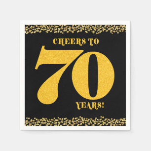 70th Birthday Cheers to 70 Years Gold Glitter Napkin