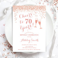70th Birthday - Cheers To 70 Years Rose Gold White