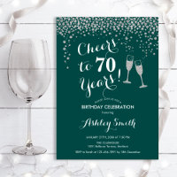 70th Birthday - Cheers To 70 Years Silver Green