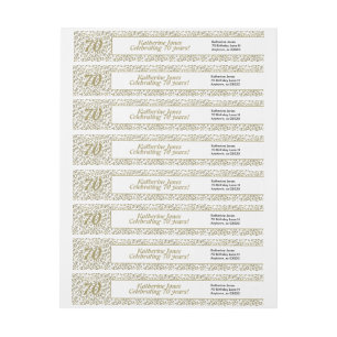 70th Birthday Cool Number Pattern, Gold and White Wrap Around Label