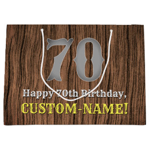 70th Birthday: Country Western Inspired Look, Name Large Gift Bag