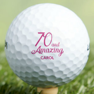 70th Birthday Coworker Gift – Pink 70 And Amazing Golf Balls
