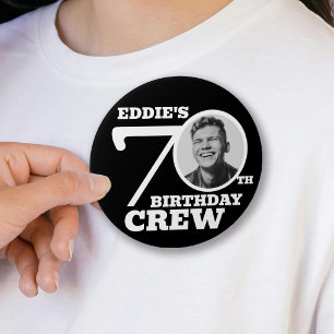 70th Birthday crew custom photo and name 3 Inch Round Button