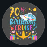 70th Birthday Cruise B-Day Party Classic Round Sticker<br><div class="desc">70th Birthday Cruise B-Day Party Funny design Gift Classic Round Stickers Classic Collection.</div>