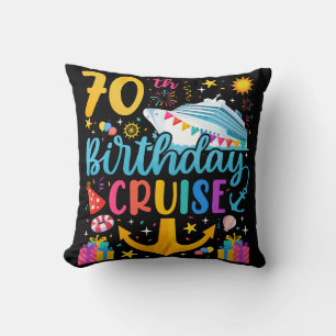 70th Birthday Cruise B-Day Party Throw Pillow
