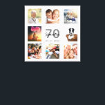 70th birthday custom photo collage white monogram canvas print<br><div class="desc">A unique 70th birthday gift or keepsake,  celebrating her life with a collage of 8 of your photos. Add images of her family,  friends,  pets,  hobbies or dream travel destination. Personalize and add a name,  age 70 and a date.  Grey and black coloured letters.  A chic white background.</div>