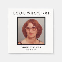 70th birthday custom photo napkins