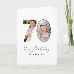 70th Birthday Custom Two Photo Card