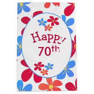 70th Birthday Daisies On White  Medium Gift Bag