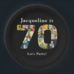 70th Birthday Design Your own Photo Collage Black Paper Plate<br><div class="desc">Make that birthday feel special with these wonderful photo collage party paper plates. Add your favourite images to create a heartfelt keepsake with loving memories.</div>