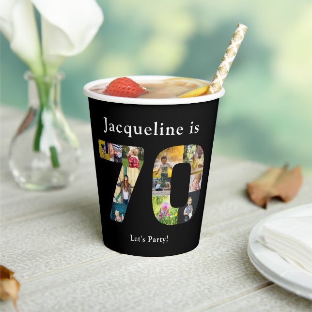 70th Birthday Design Your own Photo Collage Paper Cups (Insitu)