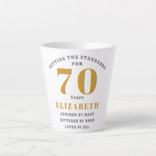 70th Birthday Elegant Chic Template Name & Message Latte Mug