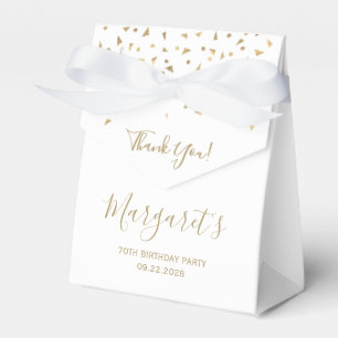 70th Birthday Elegant Gold Confetti White Favor Box