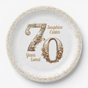 70th Birthday Elegant Party Paper Plate