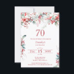 70th Birthday Elegant Winter Berry Botanical Invitation<br><div class="desc">Invite your guests to a special winter or Christmas birthday party with this elegant red berry and sage green foliage floral design. Deep red berries are nestled in leaves and branches. Red text adds to the festive mood. This item is part of the Winter Berry Collection. It contains templates you...</div>