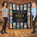 70th Birthday Family Photo Collage 32 Photographs Fleece Blanket<br><div class="desc">Personalized 70th Birthday Fleece Photo Blanket | Customizable with 32 Pictures. Personalized gift fleece blanket with 32 photos of your choice. A wonderful gift idea to commemorate a special birthday for that wonderful person. TOP TIP: If you Pre-crop your photos into a square shape before you upload them you have...</div>