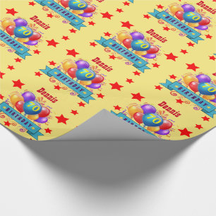 70th Birthday Festive Colourful Balloons C01FZ Wrapping Paper