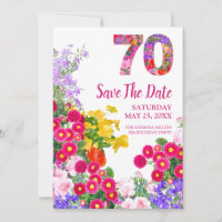 70th birthday floral modern Save The Date Card
