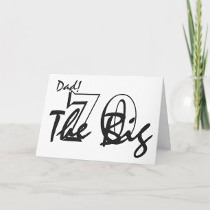 70th Birthday for dad, black letters on white. Card