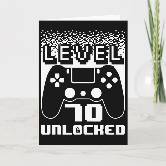 70th Birthday For Men Level 70 Unlocked Gamer 70 Y Card (Front)