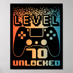 70th Birthday For Men Level 70 Unlocked Gamer 70 Y Poster