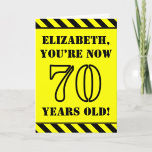 70th Birthday: Fun Stencil Style Text, Custom Name Card