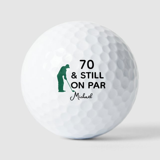 70th Birthday Funny Custom Golf Ball with Name (Front)