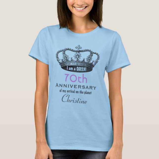 70th Birthday Funny I am a Queen Ringer Tee (Front)