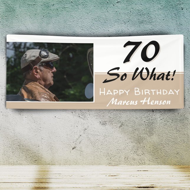 70th Birthday Funny Quote Modern Photo Party Banner (Creator Uploaded)