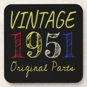 70th Birthday Gift Vintage 1951 Original Parts Coaster