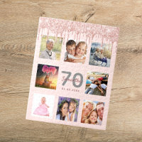 70th birthday glitter drips photo rose gold pink