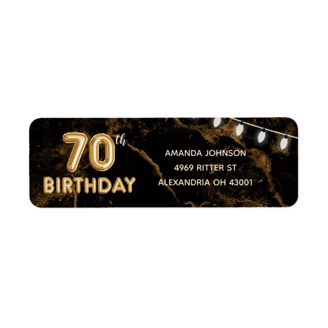 70th Birthday Gold Balloons & Lights (Front)