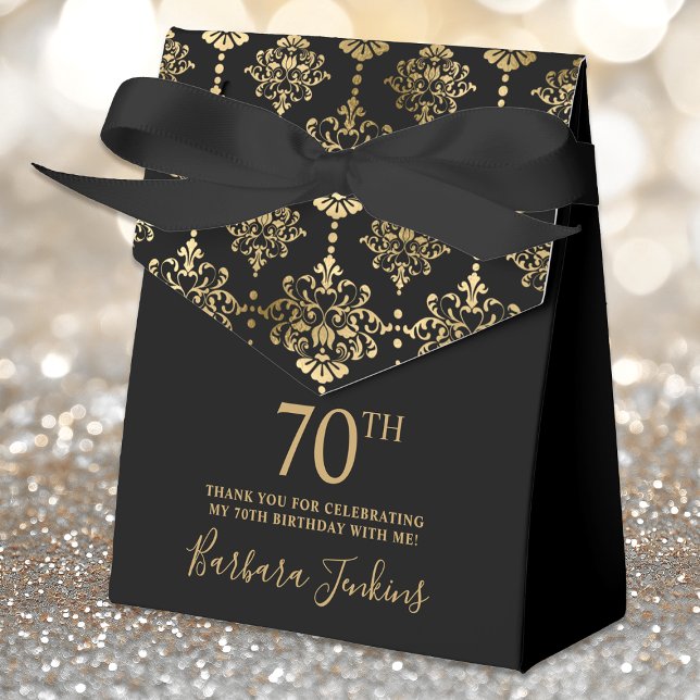 70th Birthday Gold Elegant Thank You  Favor Box (Creator Uploaded)