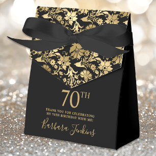 70th Birthday Gold Floral Thank You Favor Box