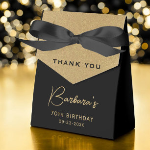 70th Birthday Gold Foil Monogram Script Thank You Favor Box