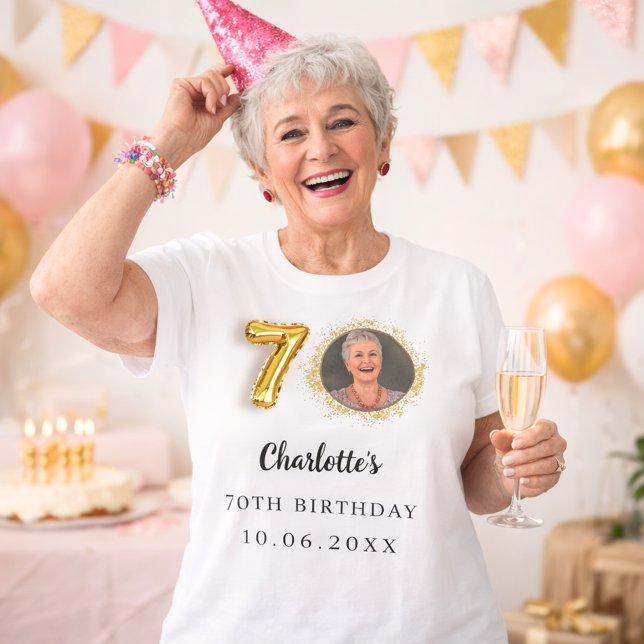 70th birthday gold photo T-Shirt (Creator Uploaded)