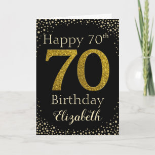 70th Birthday Golden Glitter Card