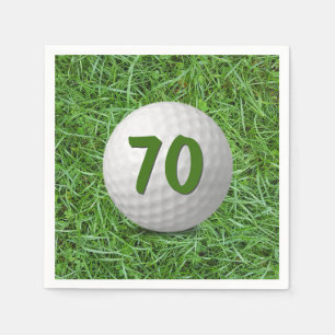 70th Birthday Golf Ball on Grass Napkin