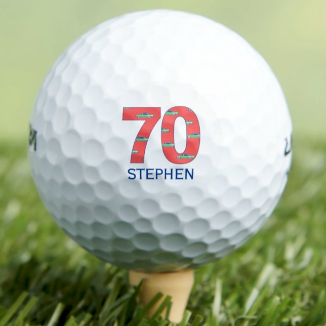 70th birthday golf balls 70 years cars initials (Creator Uploaded)