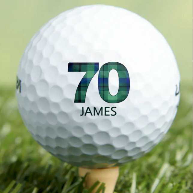 70th birthday golf balls 70 years golf plaid gift (Creator Uploaded)