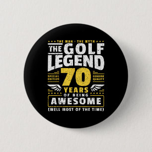 70th Birthday Golf Player 70 Years Old Golfer 2 Inch Round Button
