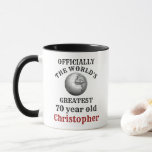 70th Birthday Greatest 70 year old Add Your Name Mug<br><div class="desc">Let that special person know they are the world's greatest 70 year old with this wonderful 70th birthday mug. An elegant classic design for him or her. Easily edited text using the template provided.</div>