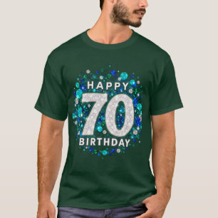 70th Birthday Green Silver Bokeh T-Shirt