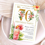 70th Birthday Hawaiian Tropical Cocktail Party  Invitation<br><div class="desc">Celebrate the 60-year milestone in style with our elegant "60th Birthday Hawaiian Tropical Cocktail Party Invitation!" Perfect for a memorable 60th birthday party. Order your today and make your celebration truly special! Please note: Gold glitter effects are only simulated; no real gold will be used in the printing process</div>