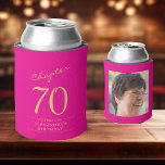 70th Birthday Hot Pink Gold Photo Template Can Cooler<br><div class="desc">Celebrate your loved one's birthday in style with a personalized hot pink and gold birthday can cooler featuring their favourite photo. Discover how this high-quality,  customizable cooler can elevate any birthday celebration and create a lasting impression for the birthday honoree.</div>