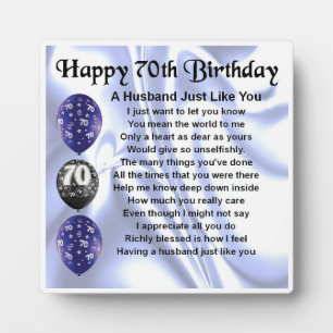 70th  Birthday Husband Poem Plaque